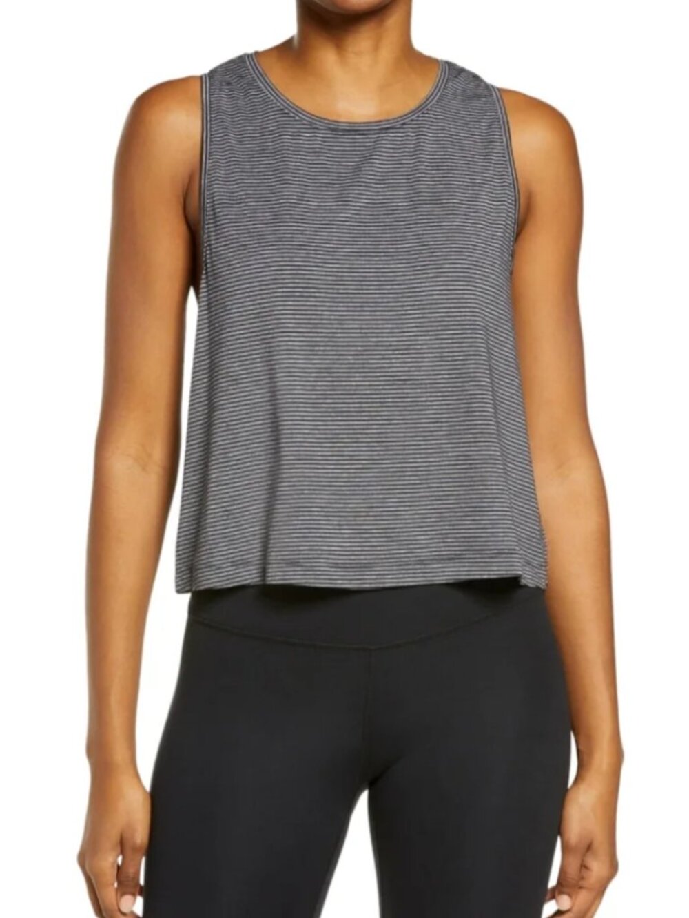 Zella "Work For It" Black Stripe Tank Top